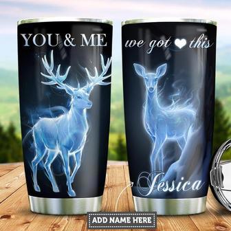 Personalized Deer Couple Stainless Steel Tumbler 20Oz - Thegiftio UK