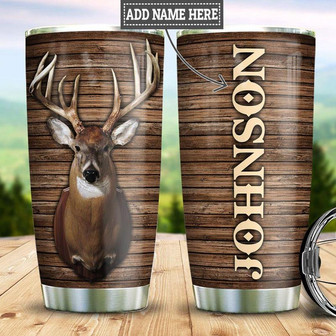 Personalized Deer Head Hunting Stainless Steel Tumbler 20Oz - Thegiftio