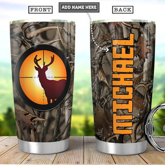 Personalized Deer Hunting Stainless Steel Tumbler 20Oz - Thegiftio
