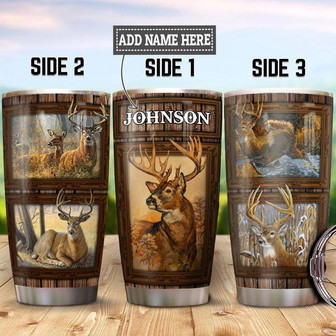 Personalized Deer Hunting Stainless Steel Tumbler 20Oz - Thegiftio