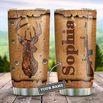 Personalized Deer Hunting Stainless Steel Tumbler 20Oz - Thegiftio