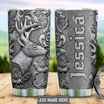 Personalized Deer Silver Style Stainless Steel Tumbler 20Oz - Thegiftio