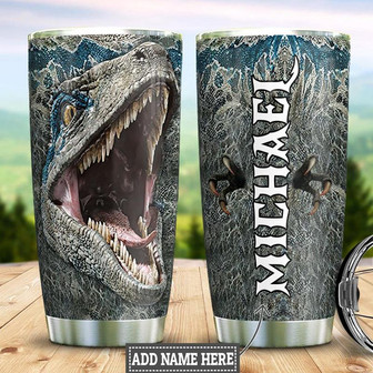 Personalized Dinosaur Velociraptor Stainless Steel Tumbler 20Oz - Thegiftio UK