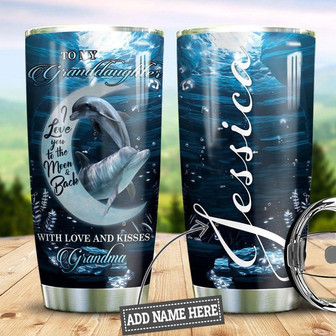 Personalized Dolphin Love You To The Moon Stainless Steel Tumbler 20Oz - Thegiftio