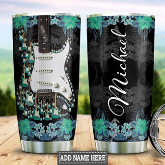 Personalized Electric Guitar Tropical Style Stainless Steel Tumbler 20Oz - Thegiftio