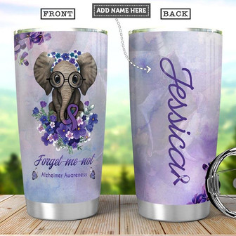 Personalized Elephant Alzheimer Awareness Stainless Steel Tumbler 20Oz - Thegiftio UK
