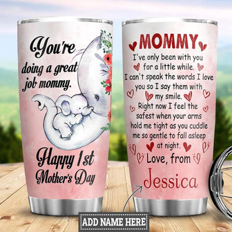 Personalized Elephant Baby To Mom Stainless Steel Tumbler 20Oz - Thegiftio UK