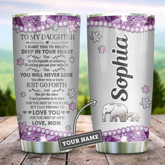 Personalized Elephant To My Daughter Stainless Steel Tumbler 20Oz - Thegiftio UK