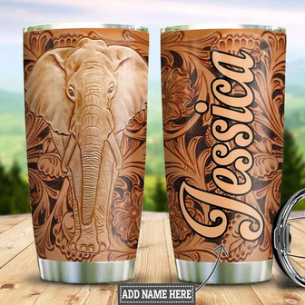 Personalized Elephant Leather Style Stainless Steel Tumbler 20Oz - Thegiftio UK