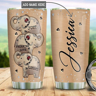 Personalized Elephant Lover Metal Style Stainless Steel Tumbler 20Oz - Thegiftio UK