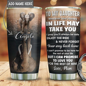 Personalized Elephant Mom To Daughter Stainless Steel Tumbler 20Oz - Thegiftio UK