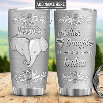 Personalized Elephant Mom Silver Style Stainless Steel Tumbler 20Oz - Thegiftio UK