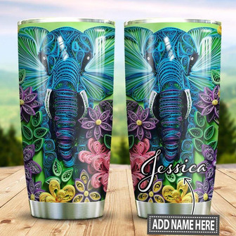 Personalized Elephant Paper Craft Style Stainless Steel Tumbler 20Oz - Thegiftio UK