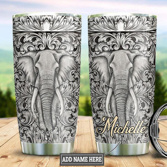 Personalized Elephant Silver Style Stainless Steel Tumbler 20Oz - Thegiftio UK