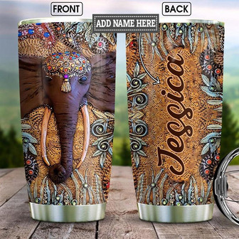 Personalized Elephant Wooden Style Stainless Steel Tumbler 20Oz - Thegiftio UK