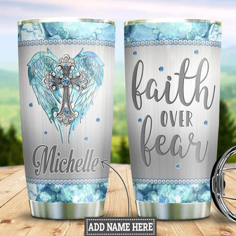 Personalized Faith Over Fear Jewelry Style Stainless Steel Tumbler 20Oz - Thegiftio UK