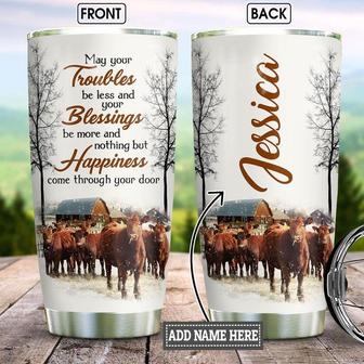 Personalized Farming Cow Happiness Stainless Steel Tumbler 20Oz - Thegiftio UK
