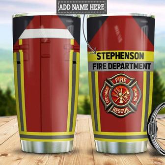 Personalized Fire Fighter Red Uniform Stainless Steel Tumbler 20Oz - Thegiftio UK