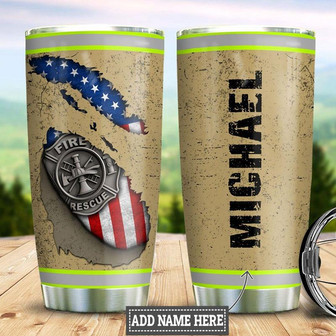 Personalized Firefighter Metal Style Stainless Steel Tumbler 20Oz - Thegiftio UK
