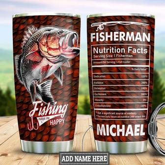 Personalized Fishing Nutrition Facts Stainless Steel Tumbler 20Oz - Thegiftio