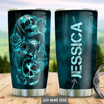 Personalized Flower Skull Stainless Steel Tumbler 20Oz - Thegiftio UK