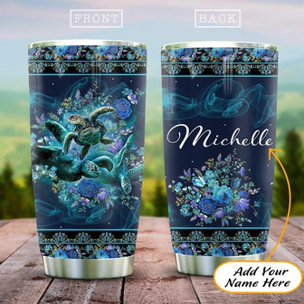 Personalized Flower Turtle Stainless Steel Tumbler 20Oz - Thegiftio UK