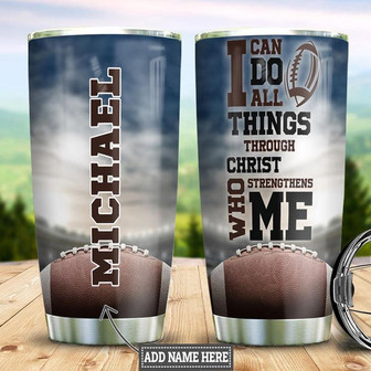 Personalized Football Christ Stainless Steel Tumbler 20Oz - Thegiftio UK