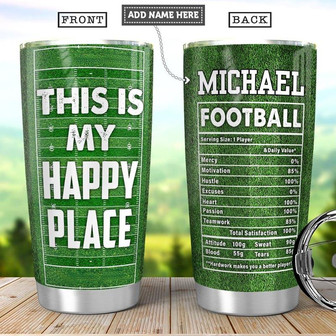 Personalized Football Happy Place Facts Stainless Steel Tumbler 20Oz - Thegiftio UK