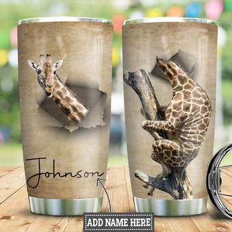Personalized Giraffe Break Through Stainless Steel Tumbler 20Oz - Thegiftio