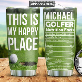 Personalized Golf Happy Place Stainless Steel Tumbler 20Oz - Thegiftio UK