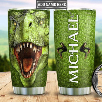 Personalized Green Dinosaur Stainless Steel Tumbler 20Oz - Thegiftio UK