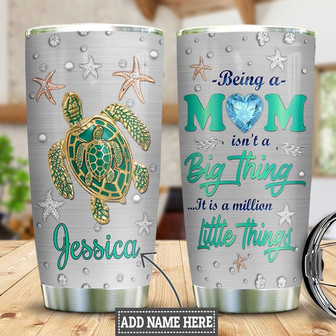 Personalized Green Turtle Mom Jewelry Style Stainless Steel Tumbler 20Oz - Thegiftio UK