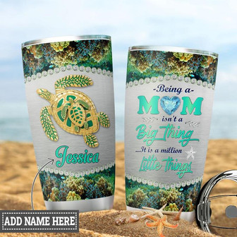 Personalized Green Turtle Mom Stainless Steel Tumbler 20Oz - Thegiftio UK
