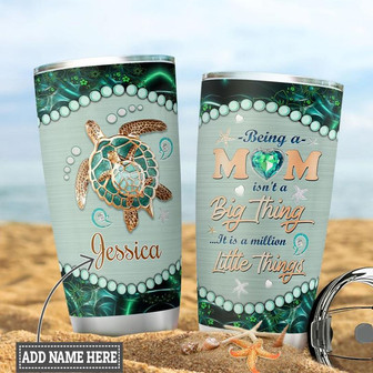 Personalized Green Turtle Mom Stainless Steel Tumbler 20Oz - Thegiftio UK