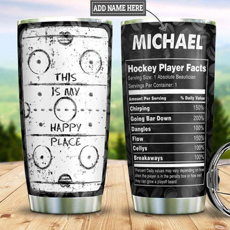 Personalized Hockey Happy Place Fact Stainless Steel Tumbler 20Oz - Thegiftio UK