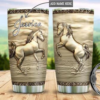 Personalized Horse Couple Bronze Style Stainless Steel Tumbler 20Oz - Thegiftio UK