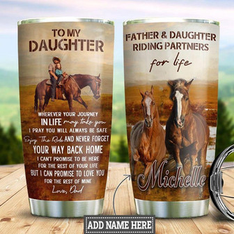 Personalized Horse Dad To Daughter Stainless Steel Tumbler 20Oz - Thegiftio UK