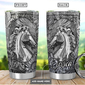 Personalized Horse Silver Style Stainless Steel Tumbler 20Oz - Thegiftio UK