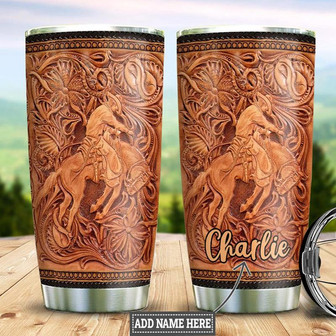 Personalized Horse Trainer Leather Style Stainless Steel Tumbler 20Oz - Thegiftio UK