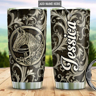 Personalized Horse Woman Metal Style Stainless Steel Tumbler 20Oz - Thegiftio UK