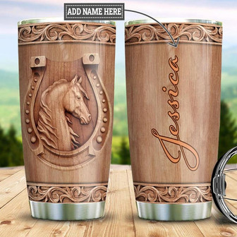 Personalized Horse Wood Style Stainless Steel Tumbler 20Oz - Thegiftio UK