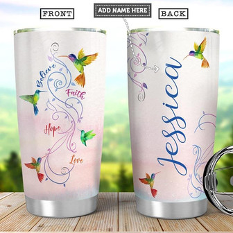 Personalized Hummingbird Faith Hope Love Stainless Steel Tumbler 20Oz - Thegiftio UK