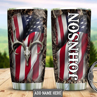 Personalized Hunting Deer Skull Stainless Steel Tumbler 20Oz - Thegiftio