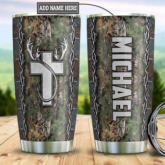 Personalized Hunting Fishing Faith Stainless Steel Tumbler 20Oz - Thegiftio UK