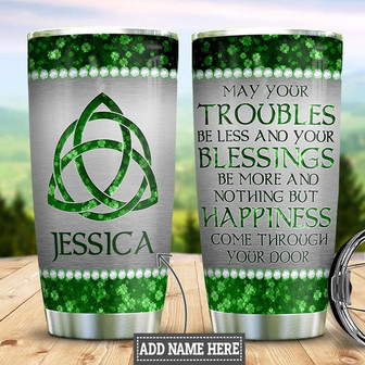 Personalized Irish Wishes Jewelry Style Stainless Steel Tumbler 20Oz - Thegiftio