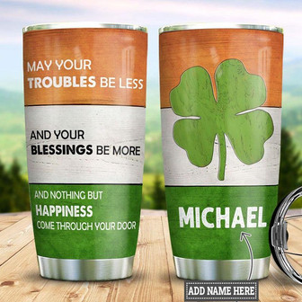 Personalized Irish Wishes Wooden Style Stainless Steel Tumbler 20Oz - Thegiftio