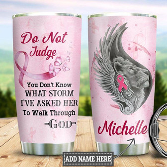 Personalized Lion Breast Cancer Awareness Stainless Steel Tumbler 20Oz - Thegiftio UK