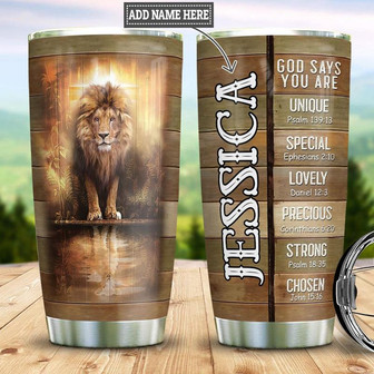 Personalized Lion Faith Stainless Steel Tumbler 20Oz - Thegiftio UK