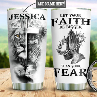 Personalized Lion Faith Stainless Steel Tumbler 20Oz - Thegiftio UK