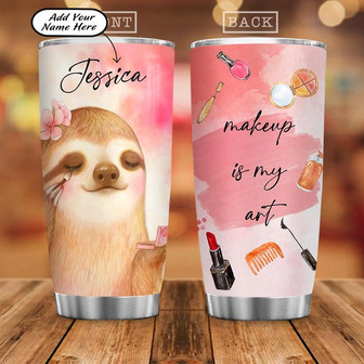 Personalized Makeup Sloth Stainless Steel Tumbler 20Oz - Thegiftio UK